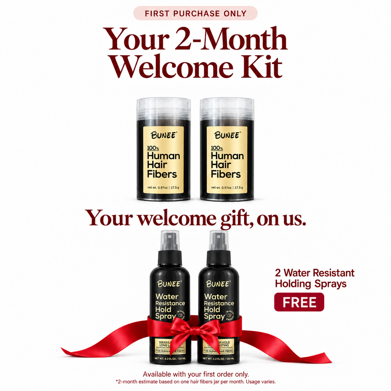 Two bottles with two free holding sprays and a Hairline Optimiser